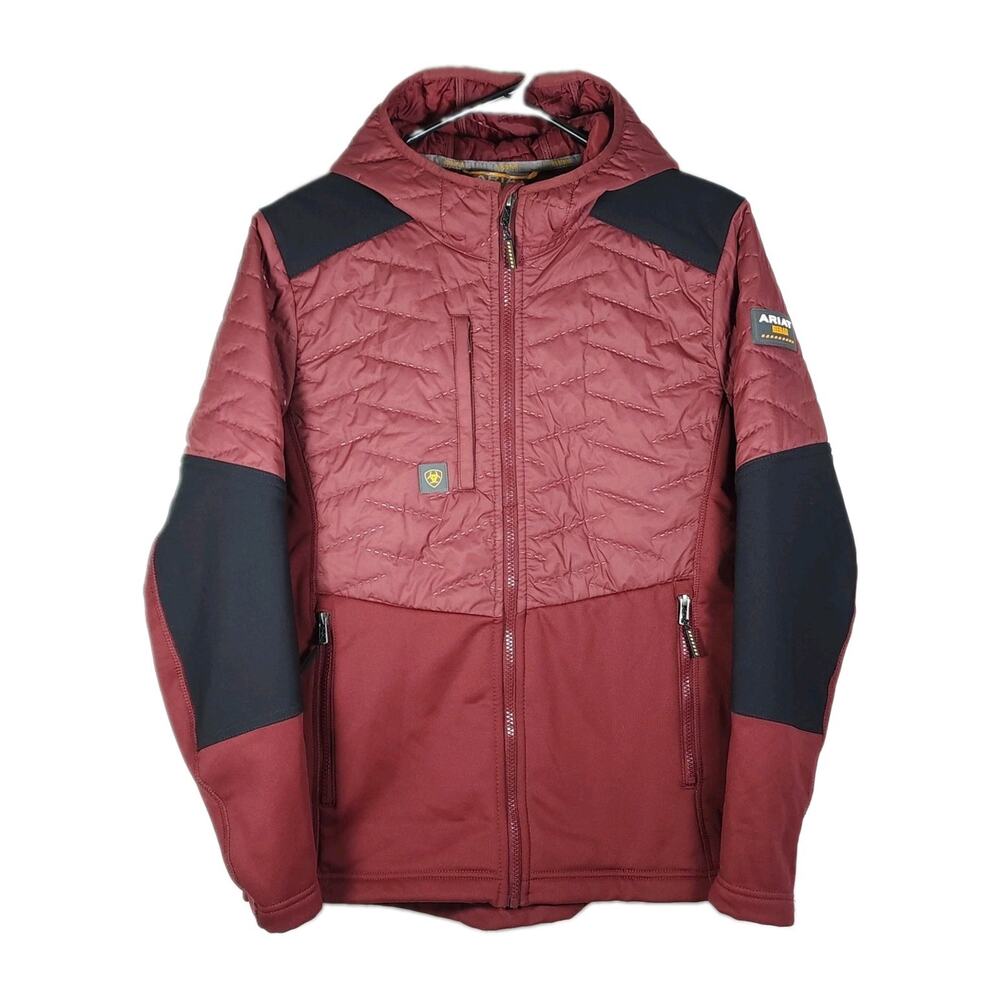 Ariat Rebar Cloud 9 Women's Small Marron Water Resistant Isulated Hooded Jacket